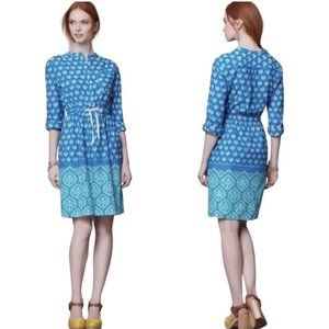 Anthropologie Meadow Rue Anila Shirt Dress Size 6 Blue Boho print beach chic